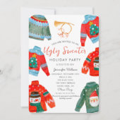 Waterverf Ugly Sweater Holiday Party Kaart (Voorkant)