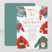 Waterverf Ugly Sweater Holiday Party Kaart (Voorkant / Achterkant)
