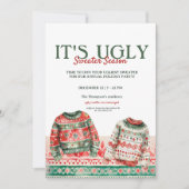 Waterverf Ugly Sweater Kerstparty Kaart (Voorkant)
