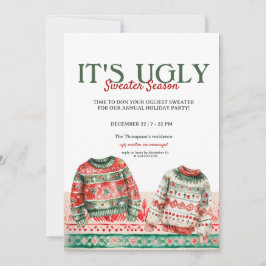 Waterverf Ugly Sweater Kerstparty Kaart