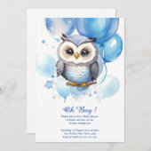 Waterverf Uil Baby shower Uitnodiging (Voorkant / Achterkant)
