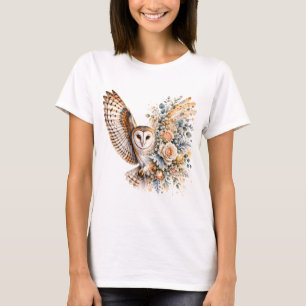 Waterverf Uil Bloem PNG Vogel Bloemen Ontwerp T-shirt