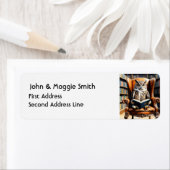 Waterverf uil boeken lezen Bibliotheek Dierlijke K Etiket (Insitu)