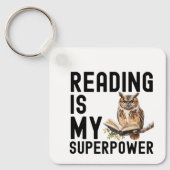 Waterverf Uil Boekenworm Lezen Gezegde Sleutelhanger (Voorkant)