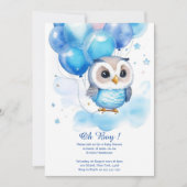 Waterverf Uil Boy Baby shower Uitnodiging (Voorkant)