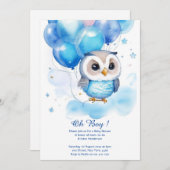 Waterverf Uil Boy Baby shower Uitnodiging (Voorkant / Achterkant)