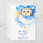 Waterverf Uil Boy Baby shower Uitnodiging (Voorkant)