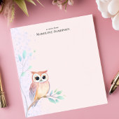 Waterverf Uil Branch Gepersonaliseerde naam Notitieblok