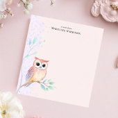 Waterverf Uil Branch Gepersonaliseerde naam Notitieblok