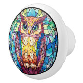 Waterverf Uil Glas in lood Keramische Knop (Rechts)