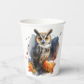 Waterverf Uil Halloween Papieren Bekers (Achterkant)