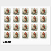 Waterverf Uil In Een Wintermuts Vierkante Sticker (Vel)
