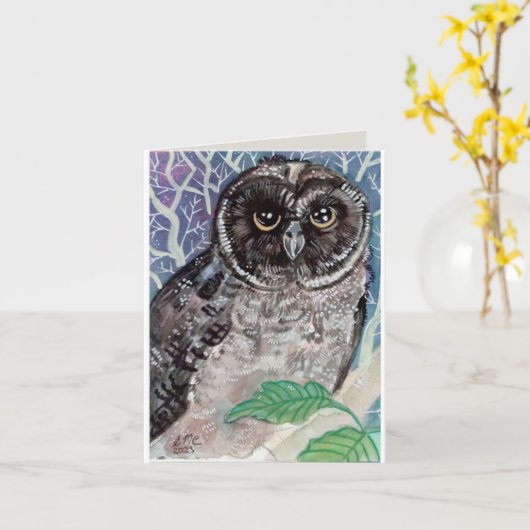 waterverf uil kaart (Gele Bloem)