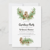 Waterverf Uil Kerstfeest Kaart (Voorkant)