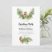 Waterverf Uil Kerstfeest Kaart (Staand voorkant)