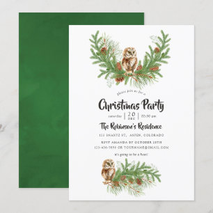 Waterverf Uil Kerstfeest Kaart