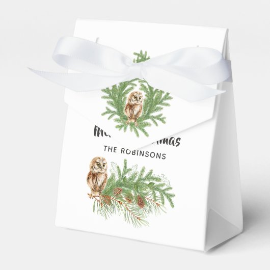 Waterverf Uil Kerstmis Bedankdoosjes (Voorkant Zijde)