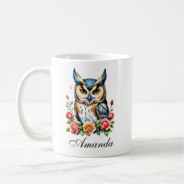 Waterverf uil met bloemen Girly Koffiemok