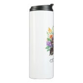 Waterverf uil met kleurrijke bloemen thermosbeker (Gedraaid links)