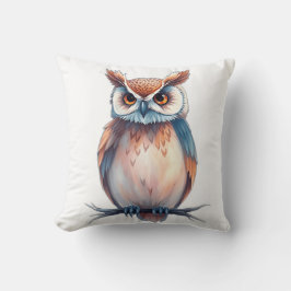 Waterverf uil met sterrenelementen kussen