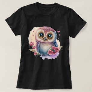 Waterverf Uil Omringd Door Levendige Bloesems T-shirt