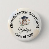 Waterverf Uil Pre-K Kleuterklas Afstuderen Ronde Button 5,7 Cm (Voorkant)
