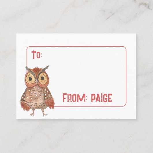 Waterverf Uil Pun Classroom Valentijn Kaart Pack Contactkaartje (Achterkant)