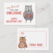 Waterverf Uil Pun Classroom Valentijn Kaart Pack Contactkaartje (Voorkant / Achterkant)