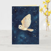 Waterverf Uil Sterrennacht Xmas Familiefoto Kaart (Gele Bloem)