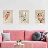 Waterverf Uil Vogel Wildlife Boerderij Muurkunst Sets (Woonkamer)