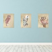 Waterverf Uil Vogel Wildlife Boerderij Muurkunst Sets (Houten vloer)