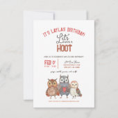 Waterverf Uilen Meisjes Verjaardagsfeestuitnodigin Kaart (Voorkant)