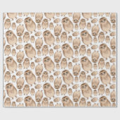 Waterverf uilenpatroon. Wilde vogel. Schattig dier Cadeaupapier (Vlak)