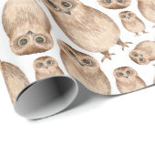 Waterverf uilenpatroon. Wilde vogel. Schattig dier Cadeaupapier (Rol Hoek)