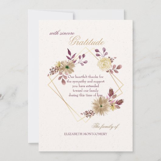 Waterverf Uitdrukking Sympathie Hartelijk dank Bedankkaart (Voorkant)