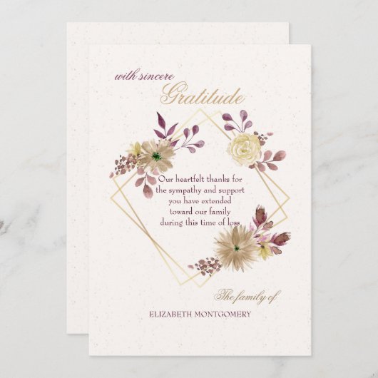 Waterverf Uitdrukking Sympathie Hartelijk dank Bedankkaart (Voorkant / Achterkant)