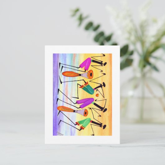 Waterverf, uitdrukking van geluk Verjaardag Briefkaart (Staand voorkant)