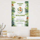 Waterverf uitkomen binnenkort baby dino welkomstbo poster (Keuken)