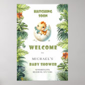 Waterverf uitkomen binnenkort baby dino welkomstbo poster (Voorkant)