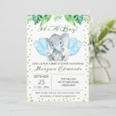 Waterverf Uitnodiging Baby shower (Staand voorkant)