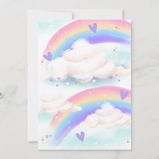 Waterverf Uitnodiging Rainbow Cloud 9 (Achterkant)