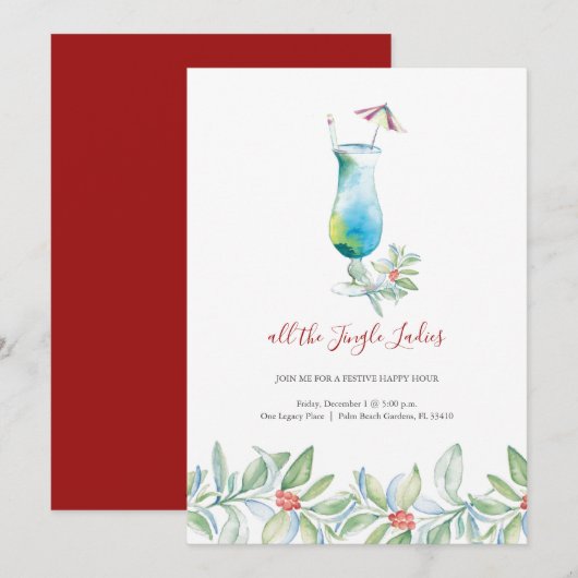 Waterverf Uitnodiging tot één dag voor dames (Voorkant / Achterkant)