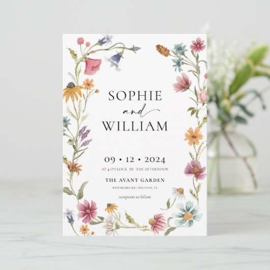 Waterverf uitnodiging tot inschrijving op Wildflow (Staand voorkant)