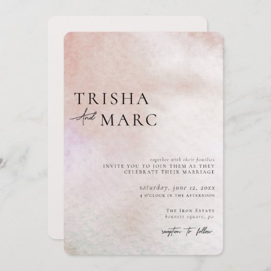 Waterverf Uitnodiging tot uitzending van getexture (Voorkant / Achterkant)