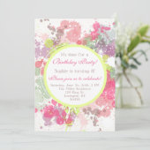  Waterverf - uitnodiging van de Birthday Party (Staand voorkant)