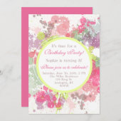  Waterverf - uitnodiging van de Birthday Party (Voorkant / Achterkant)
