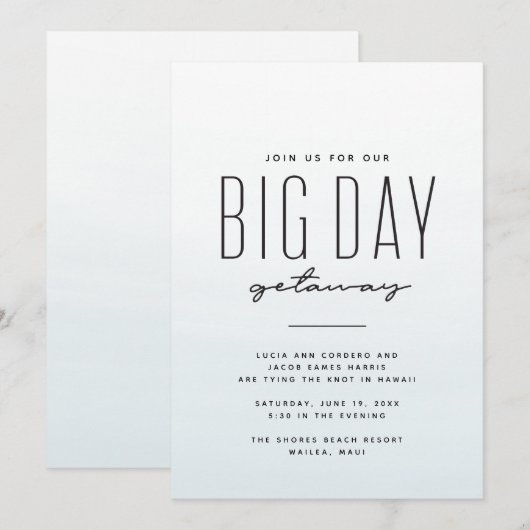 Waterverf-uitnodiging voor bruiloft bestemming (Voorkant / Achterkant)