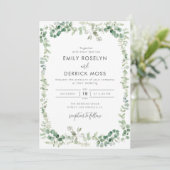 waterverf uitnodiging voor eucalyptusbruiloft in g (Staand voorkant)