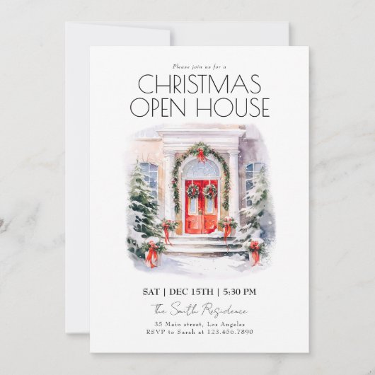 Waterverf Uitnodiging voor kerstfeest in het Open  (Voorkant)