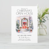 Waterverf Uitnodiging voor kerstfeest in het Open  (Staand voorkant)